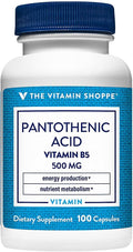 The Vitamin Shoppe Ácido Pantoténico 500mg (Vitamina B5) - 100 Cápsulas