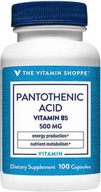 The Vitamin Shoppe Ácido Pantoténico 500mg (Vitamina B5) - 100 Cápsulas