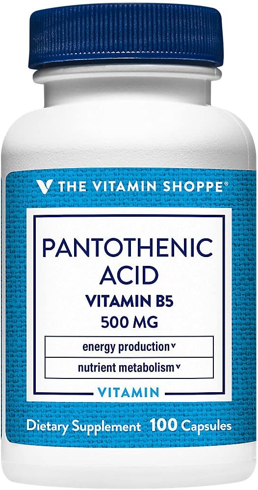 The Vitamin Shoppe Ácido Pantoténico 500mg (Vitamina B5) - 100 Cápsulas