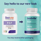 BESTVITE P-5-P 100mg (240 Cápsulas Vegetarianas) - Forma Coenzimada de Vitamina B6 - Vegano - Sin Gluten - No Transgénico