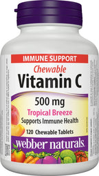 Webber Naturals Vitamina C Masticable 500 mg, 120 Comprimidos Sabor Tropical Breeze