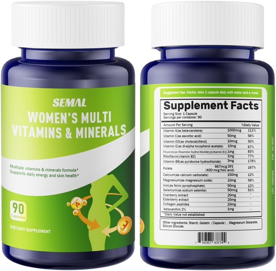 Complejo Multivitamínico y Multimineral Diario para Mujeres SEMAL (90 Cápsulas)
