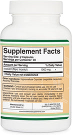 Inositol Capsules (Myo Inositol) 1000mg Health Support for Women (60 Count) (No Fillers, Vegan Safe, Gluten Free) by Double Wood