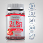 Piping Rock Gomitas de Vitamina D3 y B12 | 60 unidades | Complemento para Mujeres y Hombres | Alta Potencia | Sabor a Fresa | Vegetariano, Sin OGM, Sin Gluten