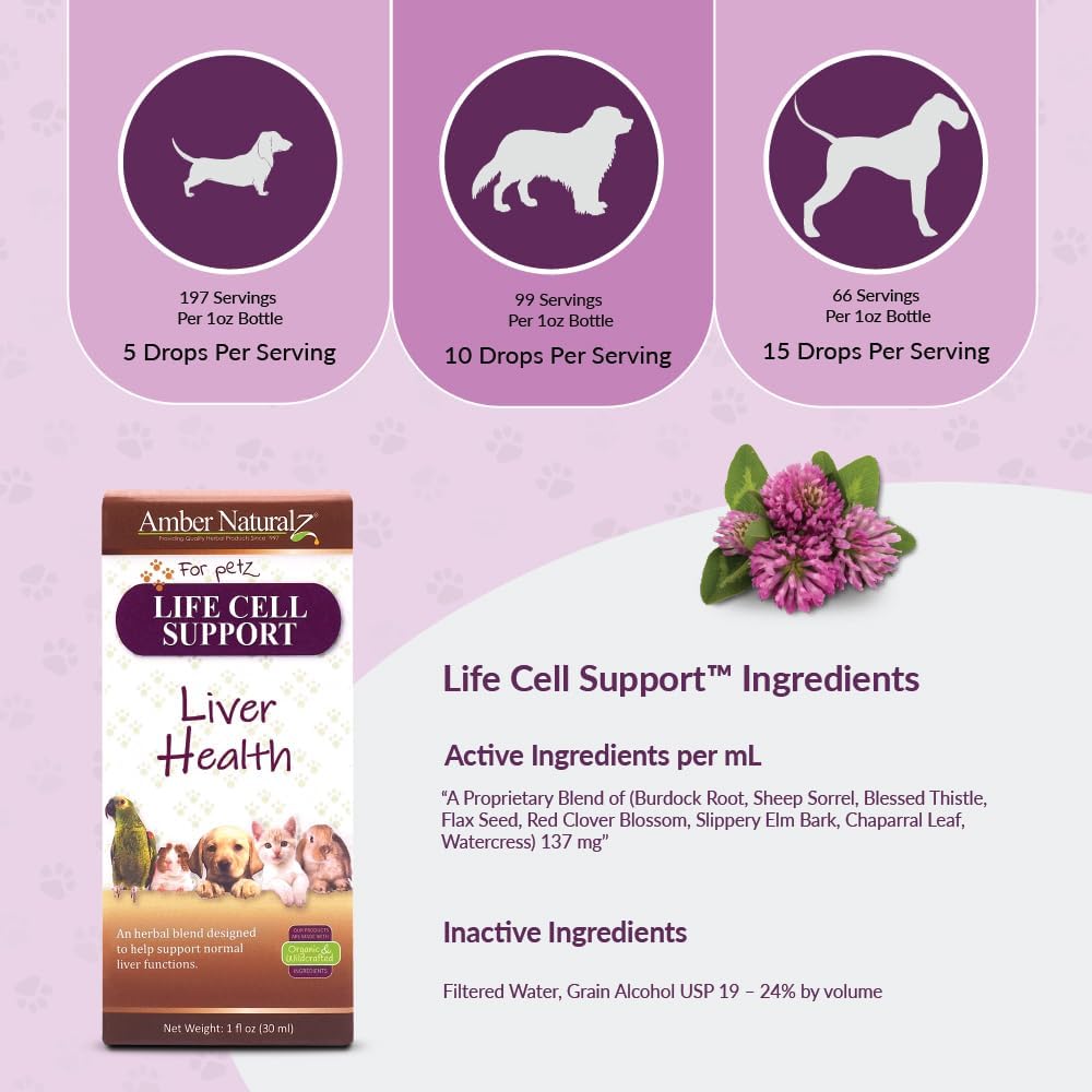 Amber NaturalZ Soporte Celular Life Suplemento Herbal para Mascotas – 30 ml
