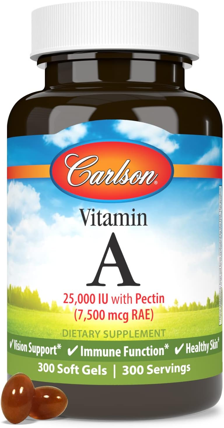 Carlson Labs Vitamina A con Pectina, 25000 UI, 300 Cápsulas Blandas