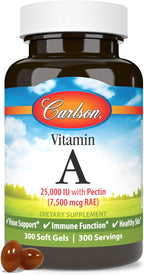 Carlson Labs Vitamina A con Pectina, 25000 UI, 300 Cápsulas Blandas