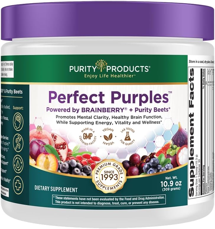 Purity Products Perfect Purples Powder - Mezcla de Fitonutrientes con Extracto de Granada P40p - 30 Días
