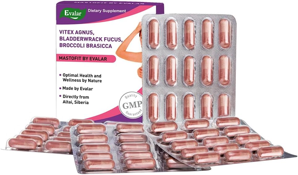Evalar Mastofit - Vitex, Bladderwrack y Brócoli - 60 Cápsulas - Suplemento Herbal Vegano