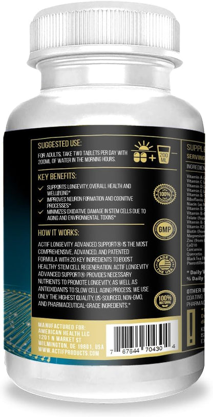 ACTIF Longevity Advanced Support – 20 Factores Esenciales, 2 Meses de Suministro – Image 2