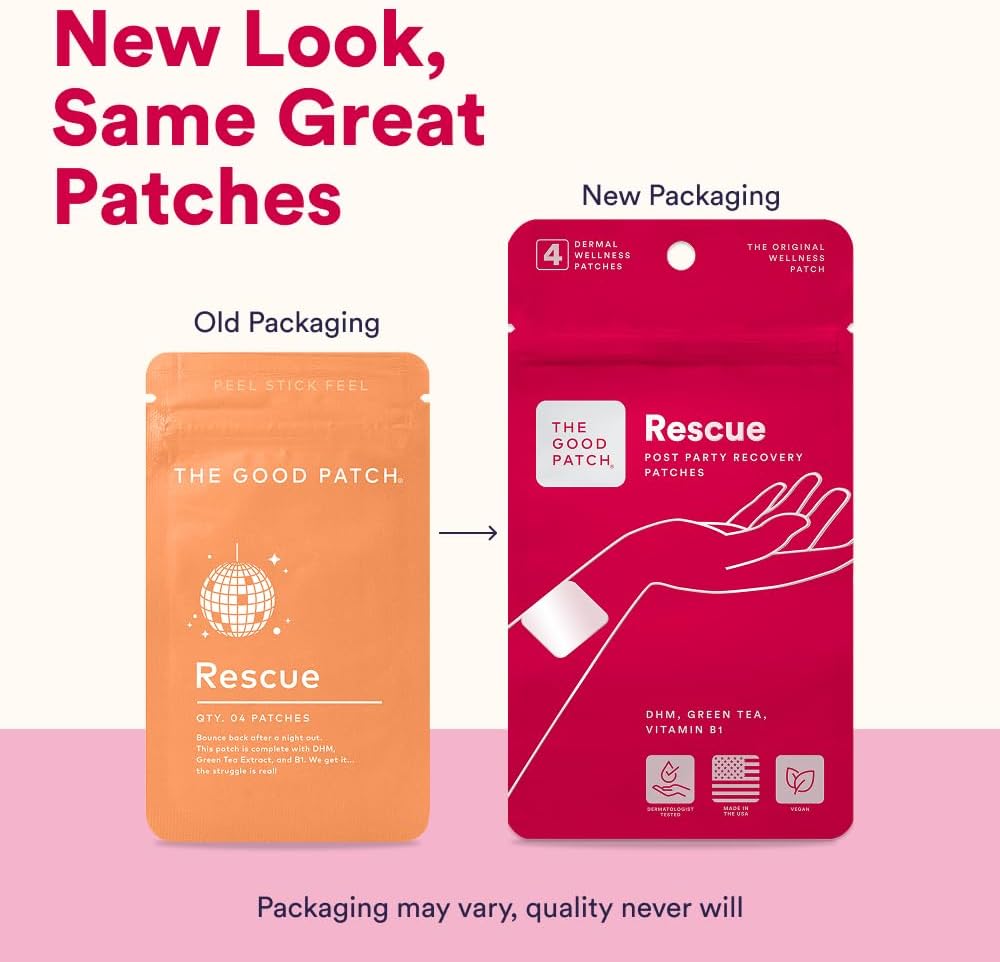 The Good Patch Rescue Recovery Patch - Parche Recuperador con DHM, Vitamina B1 y Té Verde (16 Parches)