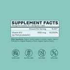 Ora Organic Vitamina B12 1500mcg - Metilcobalamina Vegetal - 30 Comprimidos Masticables Sabor Frambuesa