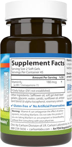 Carlson – Vitamina K2 MK-7 (Menaquinona), 180 mcg, 90 Softgels