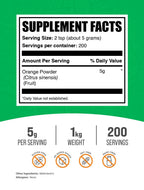 BulkSupplements.com Polvo de Naranja - Polvo de Fruta de Naranja, Rico en Nutrientes, Sin Gluten, 5g por Porción, 1 kg