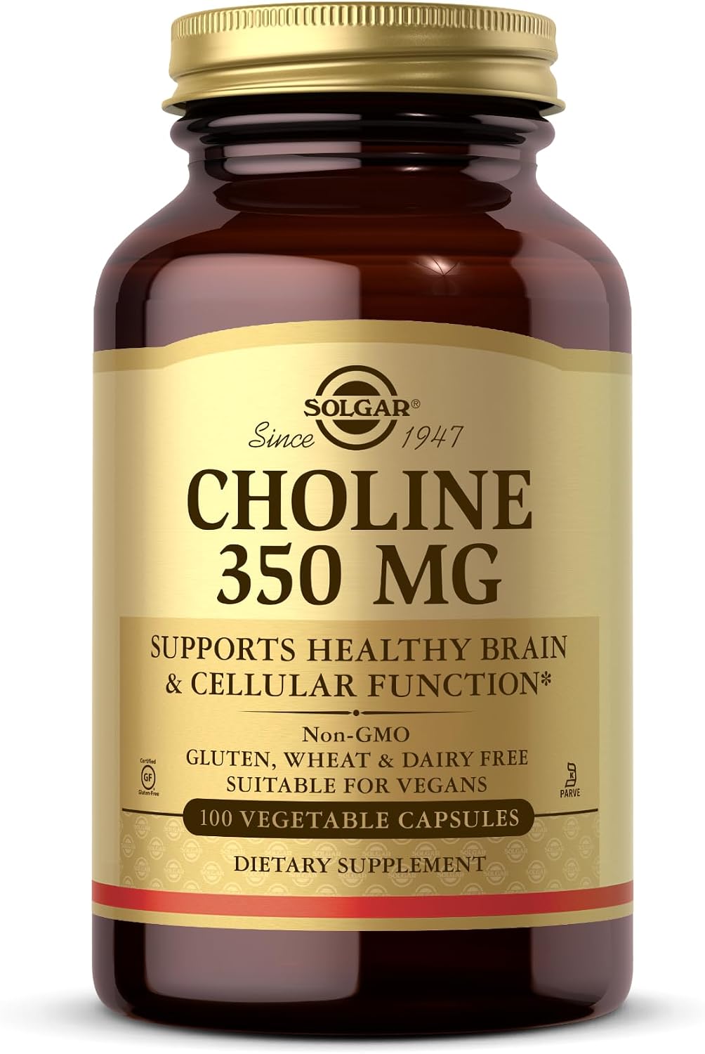 Solgar Colina 350 mg - 100 Cápsulas Vegetales - Vegano, Kosher