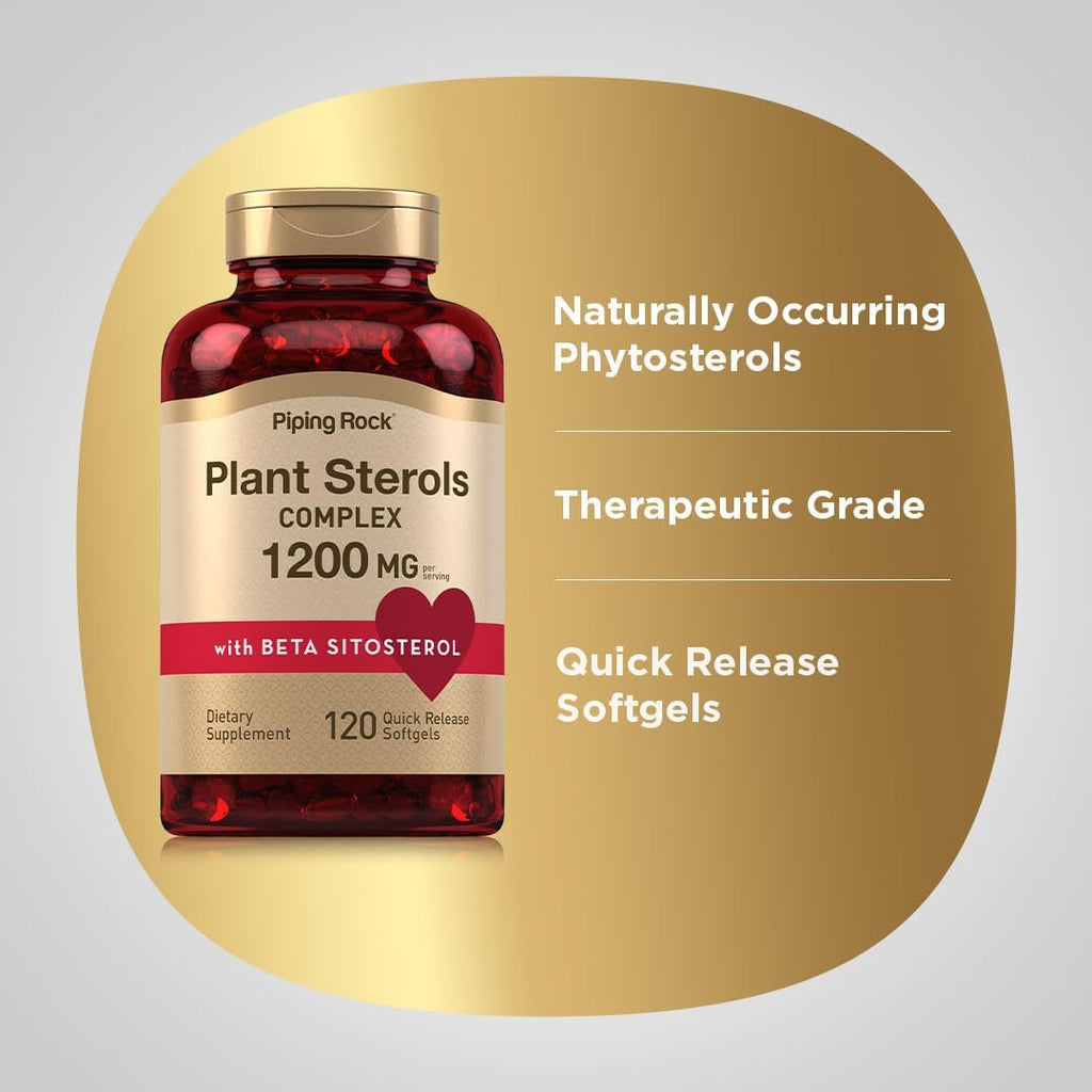 Piping Rock Suplemento de Esteroles Vegetales | 1200 mg | 120 Cápsulas Blandas | con Beta-Sitosterol | Complejo de Fitoesteroles | Sin OGM, Sin Gluten