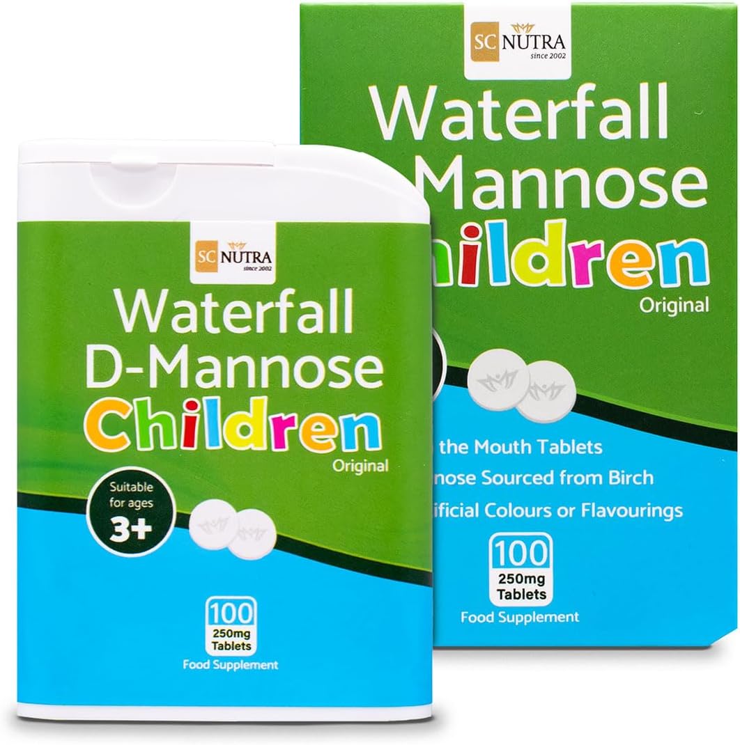 Waterfall D-Mannose Niños Original | Sin Colorantes ni Aromas Artificiales | Vegano | 250 mg Comprimidos de Disolución Oral – 100 Unidades