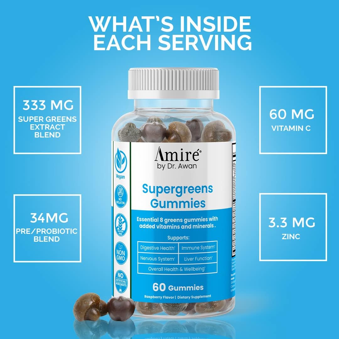 Amire by Dr. Awan Super Greens Gummies - 120 Gomitas (60 Días)