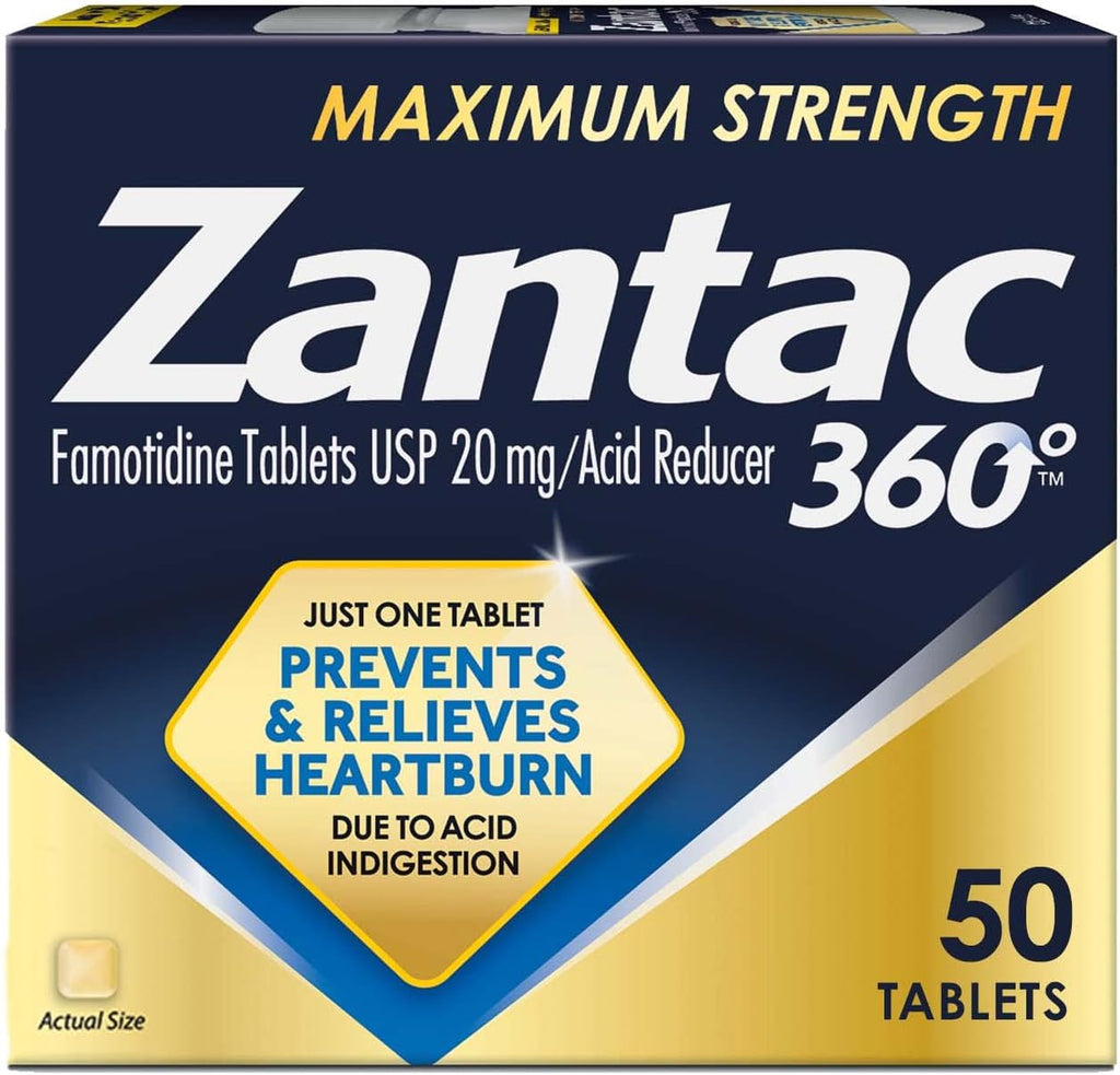 Zantac 360 Comprimidos Máxima Potencia, 50 unidades, 20 mg – Alivio y Prevención de la Acidez