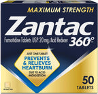 Zantac 360 Comprimidos Máxima Potencia, 50 unidades, 20 mg – Alivio y Prevención de la Acidez