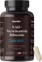 GentRx Suplemento NAD+ y NR - Nicotinamida Ribósido para Energía Celular y Apoyo Antienvejecimiento, 30 Cápsulas