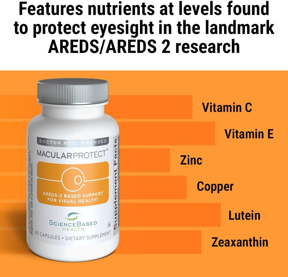 ScienceBased Health MacularProtect AREDS 2 Formula – Eye Health Supplement with Lutein, Zeaxanthin, and B Vitamins – 60 Capsules
