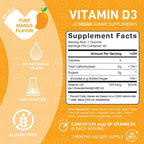 PUREFINITY Vitamina D3 5000 UI Gummies - Suplemento de vitamina D para la salud ósea e inmunitaria
