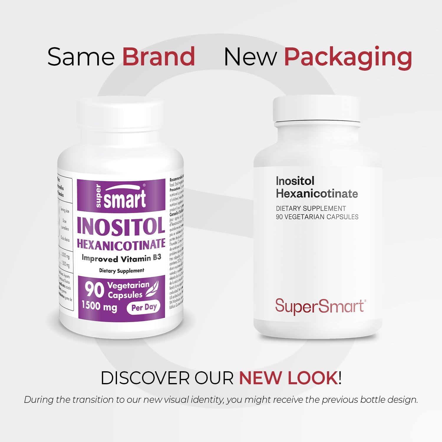 Supersmart - Inositol Hexanicotinate 1500 mg/día (Niacina sin Enrojecimiento) - Suplemento de Vitamina B3 | Sin OGM y Sin Gluten - 90 Cápsulas Vegetales