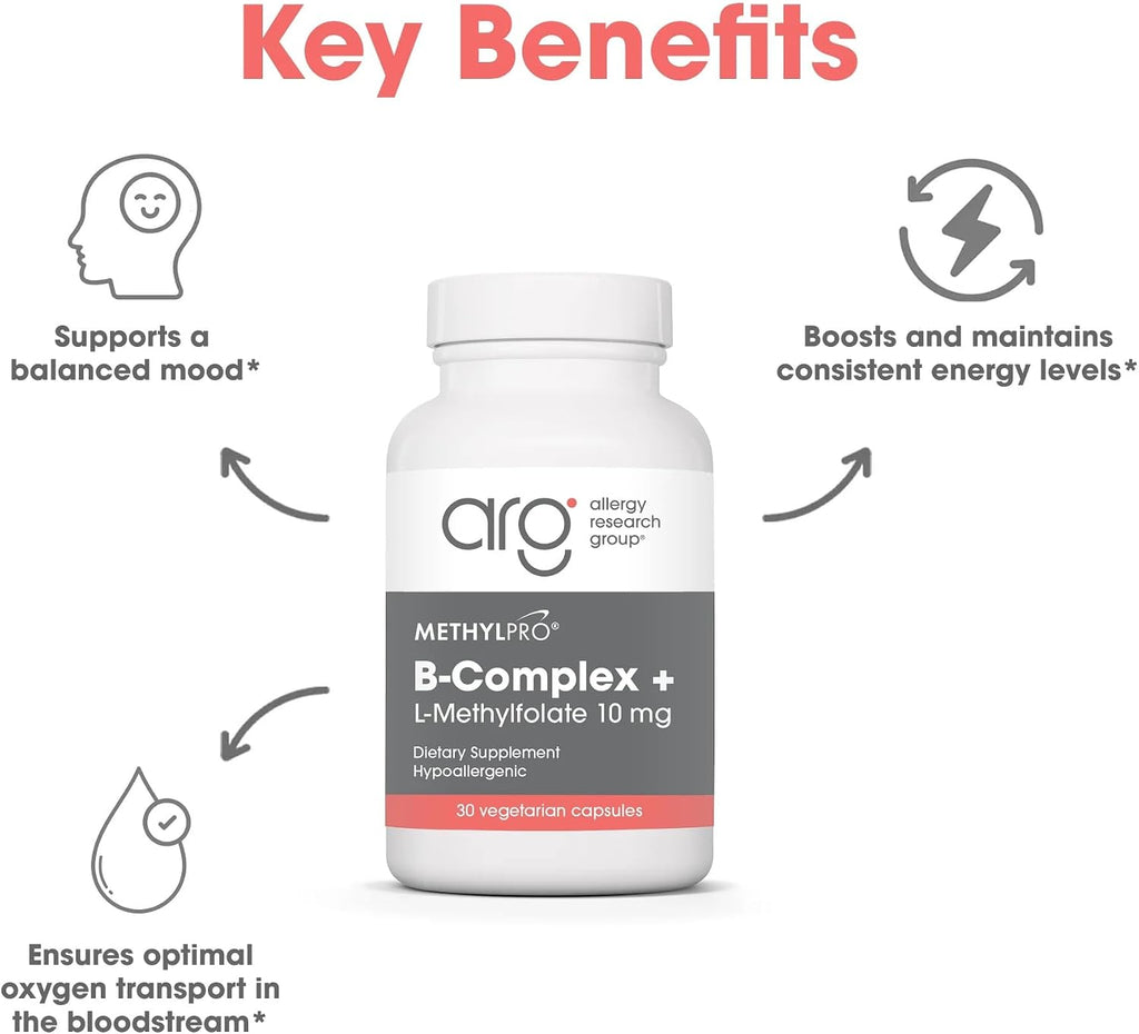 MethylPro B Complex + L-Methylfolate 10 mg - Complejo B Metilado para Energía y Estrés - 30 Cápsulas