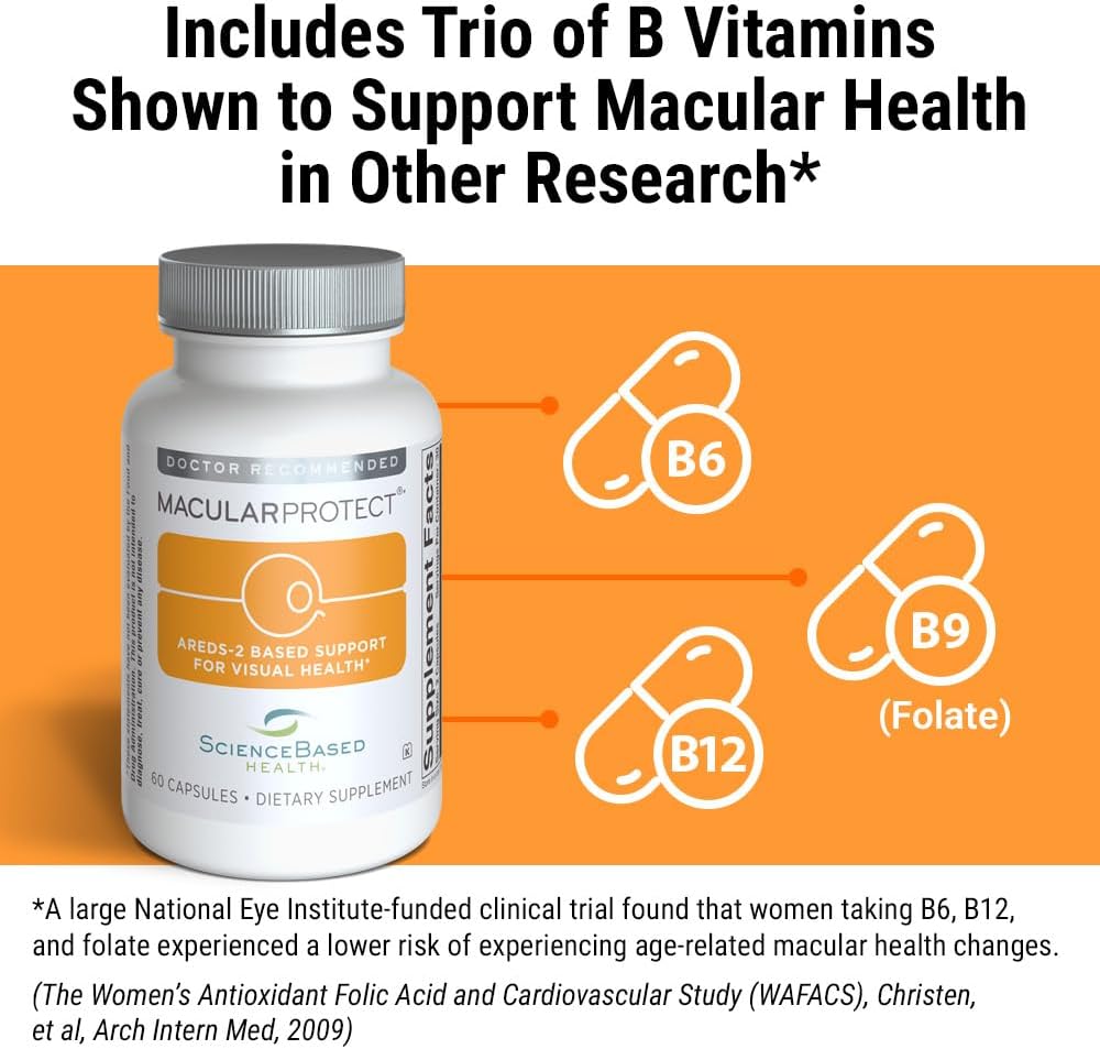ScienceBased Health MacularProtect AREDS 2 Formula – Eye Health Supplement with Lutein, Zeaxanthin, and B Vitamins – 60 Capsules