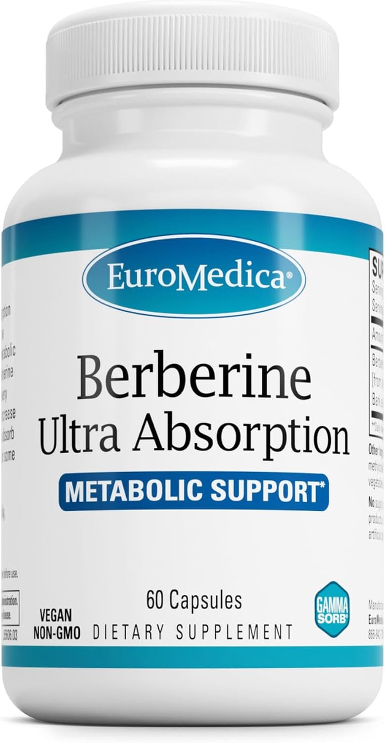 EuroMedica Ultra Absorption - Berberina con GammaSorb para la Salud Metabólica y Hepática - 60 Cápsulas Veganas
