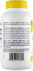 Healthy Origins Vitamina D3 10.000 UI (250 mcg), 360 Cápsulas Blandas