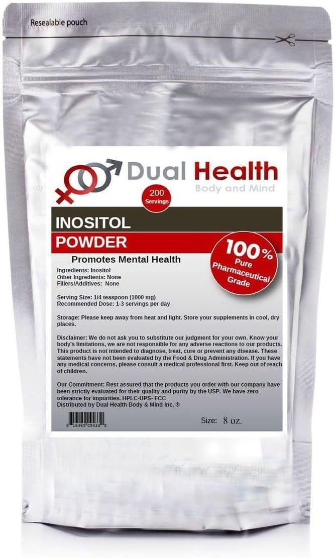 Dual Health Body & Mind Inositol en Polvo Puro (227 g) Vitamina B8 - 1000 mg por Dosis