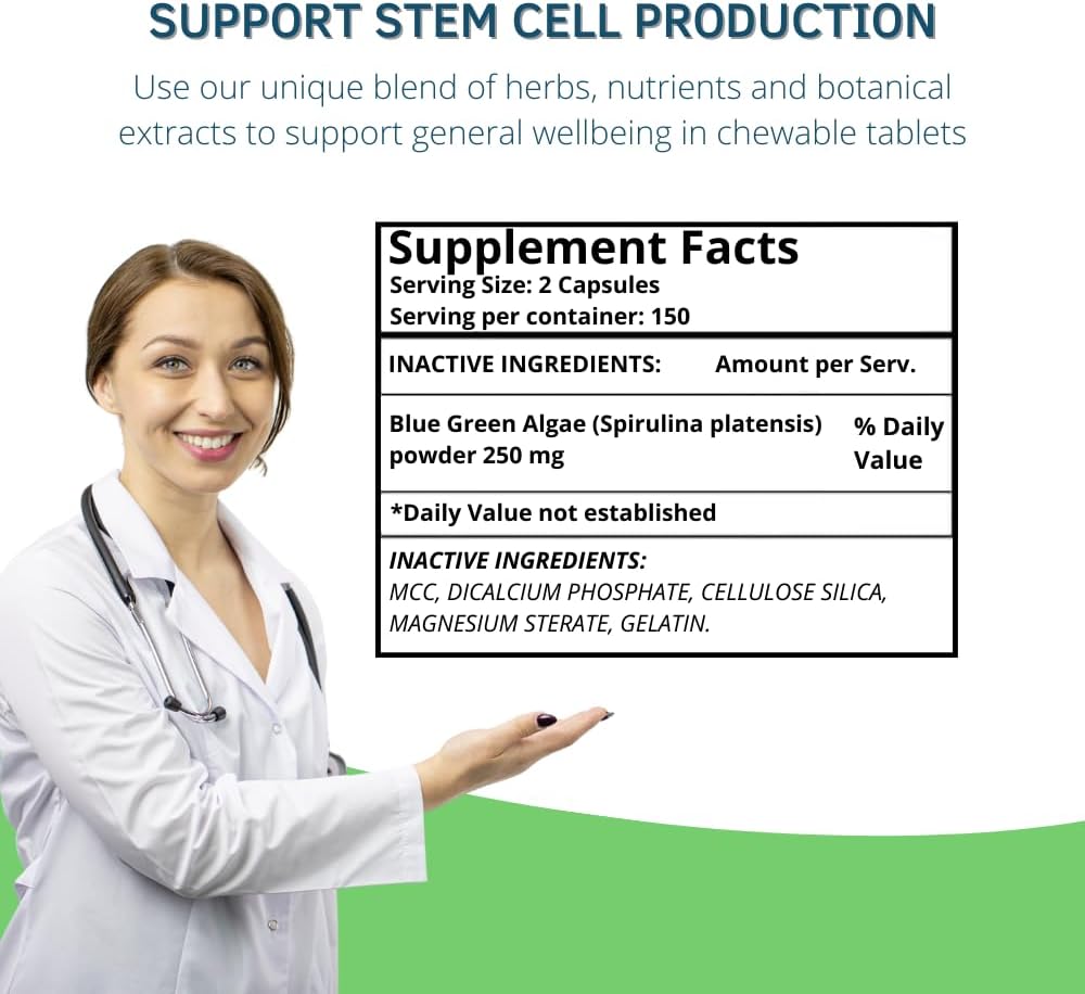 Bioxtron AFA Stem Cell Supplement - Renovación Celular, Articulaciones y Sistema Inmunitario - 300 Cápsulas