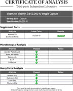 Vitamatic Vitamina D3 50.000 UI (1250 mcg) - 3 Paquete - 60 Cápsulas Vegetales - Dosis Semanal