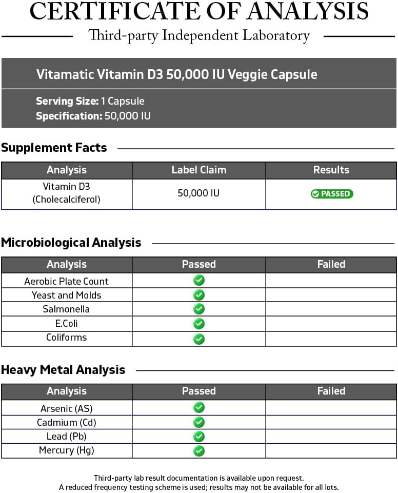 Vitamatic Vitamina D3 50.000 UI (colecalciferol) – 120 Cápsulas Veganas, Dosis Semanal