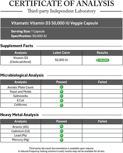 Vitamatic Vitamina D3 50.000 UI (colecalciferol) – 120 Cápsulas Veganas, Dosis Semanal – Image 3