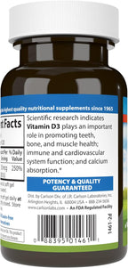 Carlson Vitamina D3 2000 UI (50 mcg) - 120 Cápsulas Blandas