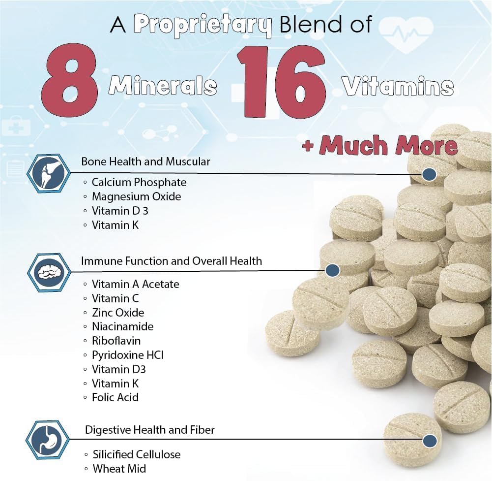 Vita-Tabs Suplemento Multivitamínico y Mineral para Perros - Recomendado por Veterinarios - 60 Comprimidos Masticables para Piel, Pelaje, Energía y Bienestar