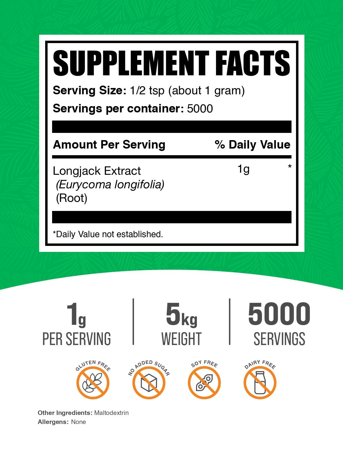 BulkSupplements.com Extracto de Longjack en Polvo - Tongkat Ali, 1000 mg por Ración, 5 kg (11 lbs)