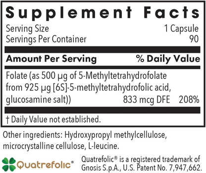 ARG QuatreActiv Folate - Metilfolato 5-MTHF – Metilfolato 5-MTHF: Contiene Quatrefolic, una forma biodisponible de – Image 2
