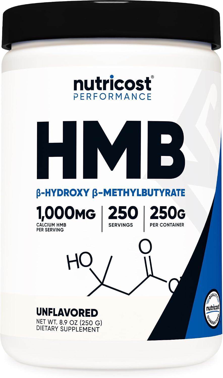 Polvo de HMB (Beta-Hidroxi Beta-Metilbutirato) de Nutricost, 250 Gramos - Sin Gluten y No GMO