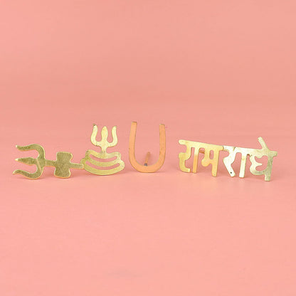Set de 5 Sellos Tilak de Latón con Polvo de – Incluye: 5 sellos Tilak de latón (Radhe, Ram, Trishul, Damru, Urdhva – Image 2