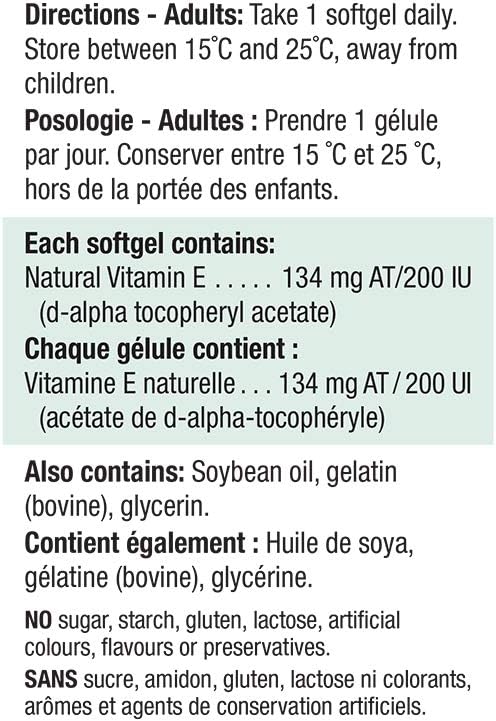 Jamieson Vitamina E 200 UI, 100 Cápsulas Blandas