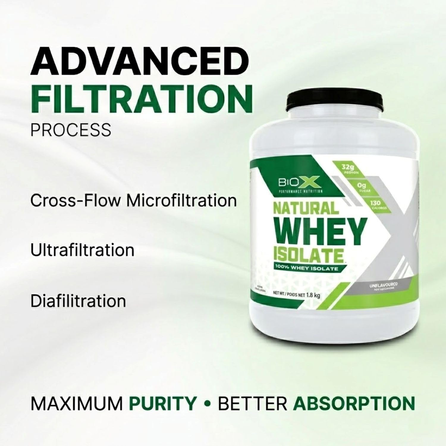 BioX Performance Nutrition Whey Isolate Natural Sin Sabor - 1,81 kg