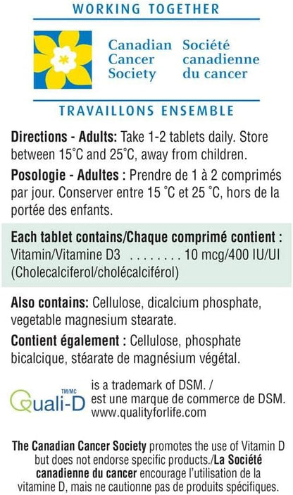 Vitamina D 400 UI – 90 Comprimidos – – Contribuye al mantenimiento de los niveles normales de calcio en sangre. – Image 2