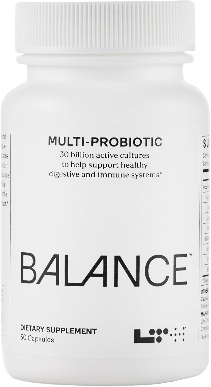 LTH Balance Multi Pro 30B Probiótico - Confianza de los miembros de Life Time - 30 mil millones de UFC - Sin lácteos, estable en almacenamiento - Apoyo intestinal e inmunológico - 30 cápsulas