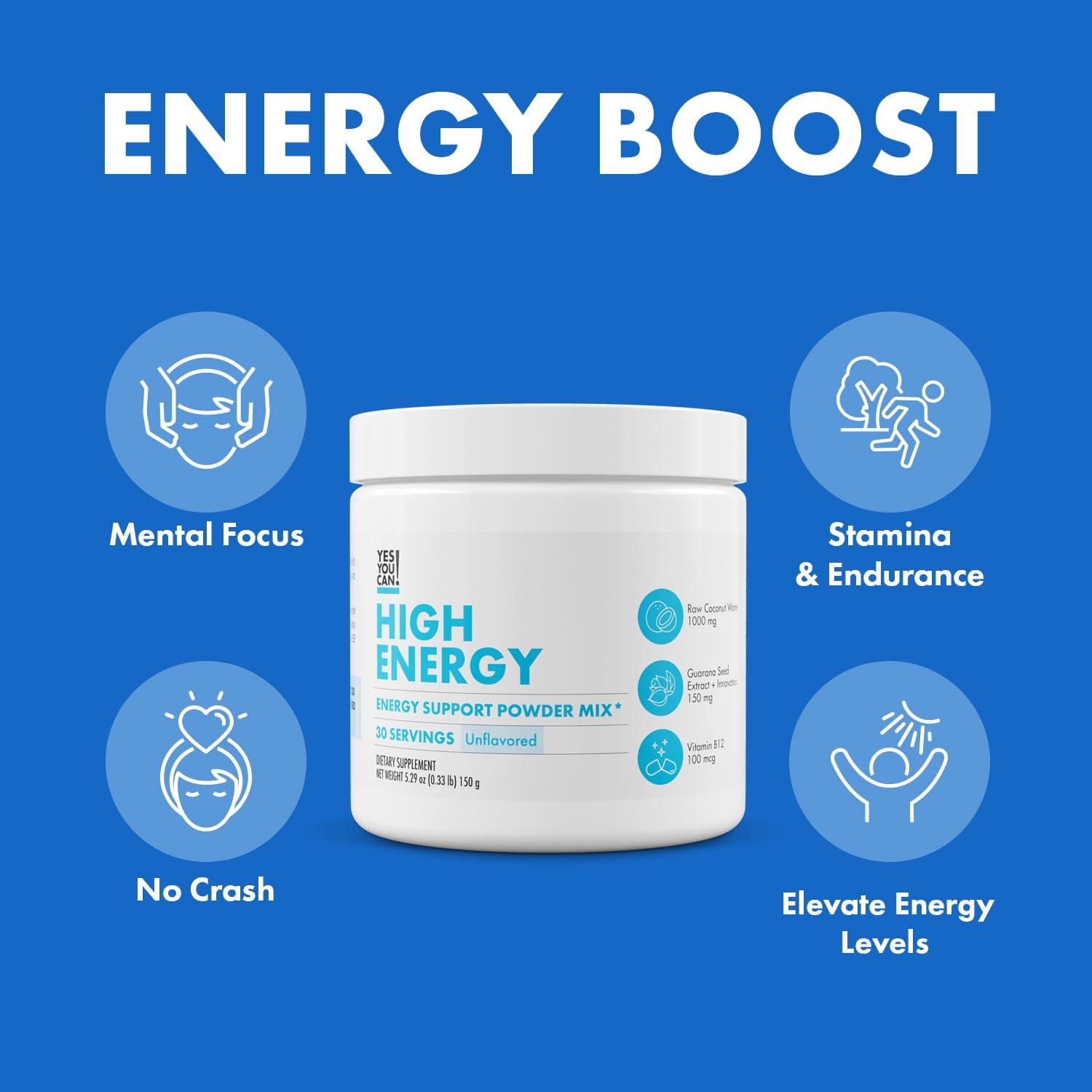 Yes You Can! Shake Booster High Energy Powder Drink Mix, 150g (2 Pack)