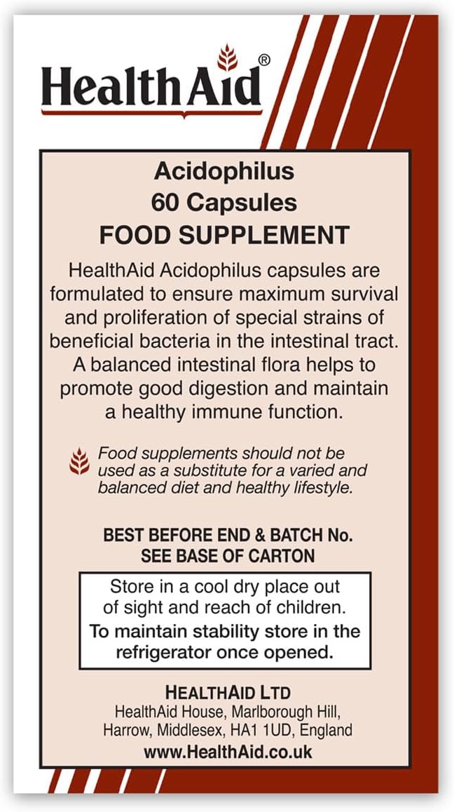 Health Aid Acidophilus (100 millones) 60 Cápsulas Veganas