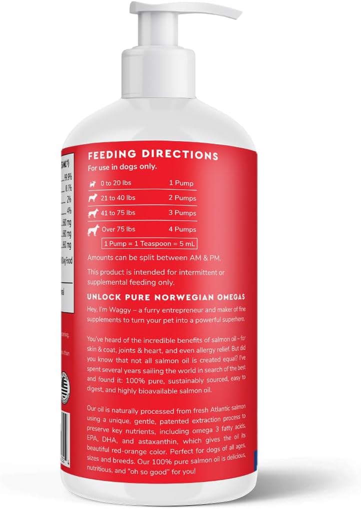 Aceite de Salmón Premium para Perros – Aceite de Salmón Noruego Puro con Omega 3 EPA y DHA – 473ml